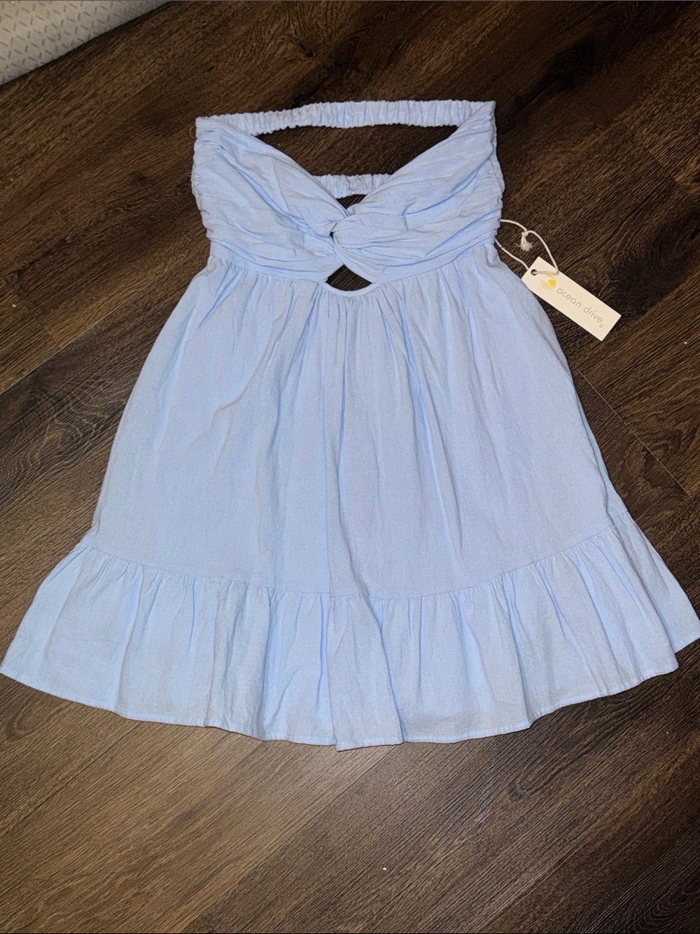 Ocean Drive Sky Blue Girls' Knot-Front Sundress